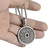 Weight Plate Pendant Necklace, Stainless Steel