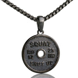 Weight Plate Pendant Necklace, Stainless Steel