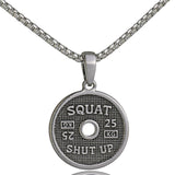 Weight Plate Pendant Necklace, Stainless Steel