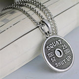 Weight Plate Pendant Necklace, Stainless Steel